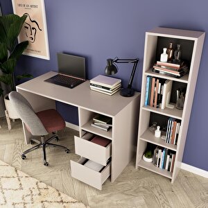Bimossa T5030 Kosta Kitaplıklı Çalışma Masası Mavi Çekmeceli Mavi Deep - Sepet - Kumtaşı Renk Seçenekli Geniş Depolama Alanlı