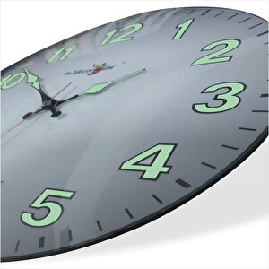 Yansıma Yapmayan Mat Beyaz Zemin Sessiz Kayar Saniye Fosforlu Gece Görünen 35 Cm Camlı Duvar Saati