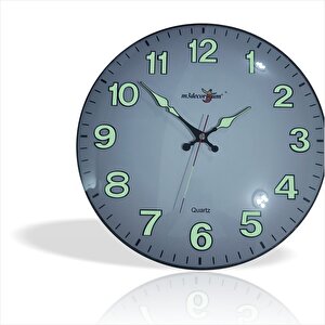 Yansıma Yapmayan Mat Beyaz Zemin Sessiz Kayar Saniye Fosforlu Gece Görünen 35 Cm Camlı Duvar Saati