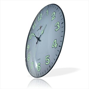 Yansıma Yapmayan Mat Beyaz Zemin Sessiz Kayar Saniye Fosforlu Gece Görünen 35 Cm Camlı Duvar Saati