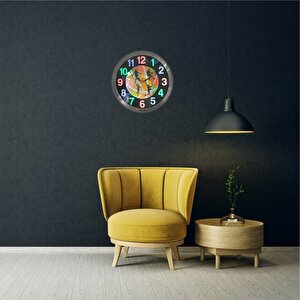 Tüm Gece Karanlıkta Görünen Işıklı Fosforlu Led Lambalı 40 Cm Metal Aluminyum Kasa Camlı Duvar Saati