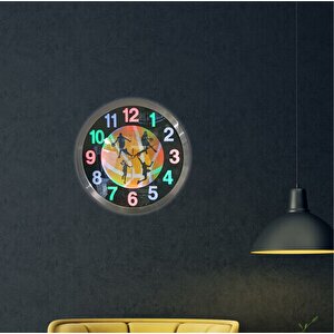 Tüm Gece Karanlıkta Görünen Işıklı Fosforlu Led Lambalı 40 Cm Metal Aluminyum Kasa Camlı Duvar Saati