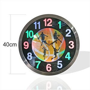Tüm Gece Karanlıkta Görünen Işıklı Fosforlu Led Lambalı 40 Cm Metal Aluminyum Kasa Camlı Duvar Saati