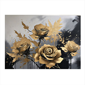 Gold Rengi Güller Mdf Poster 35cm X50cm 35x50 cm