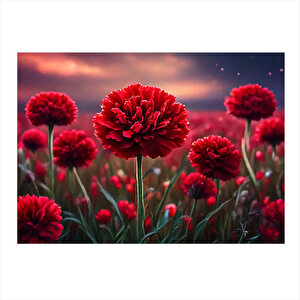 Kırmızı Çiçekler Modern Mdf Tablo 25cmx 35cm 25x35 cm