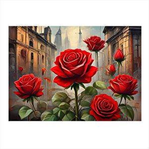 Kırmızı Güller Dekoratif Mdf Tablo 25cmx 35cm 25x35 cm