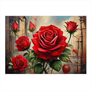 Kırmızı Güller Mdf Poster 35cm X50cm 35x50 cm