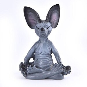 Dekoratif Yoga Yapan Kedi Biblo Meditasyon Minyatür 8 Cm Sfenks Kedisi Dekor Masaüstü Ev Dekorasyon Gri
