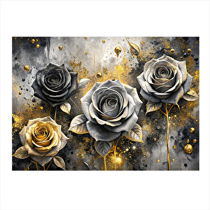 Siyah Beyaz Güller Mdf Poster 35cm X50cm 35x50 cm
