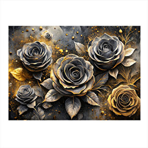 Altın Rengi Güller Mdf Tablo 35cm X50cm 35x50 cm