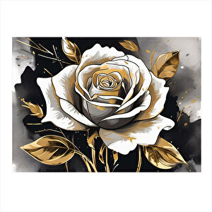 Gold Rengi Gül Mdf Tablo 25cmx 35cm 25x35 cm
