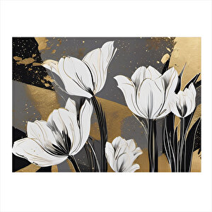 Beyaz Çiçekler Hediyelik Mdf Tablo 25cmx 35cm 25x35 cm
