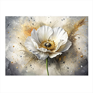 Beyaz Çiçek Tasarım Ahşap Tablo 25cmx 35cm 25x35 cm