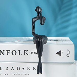 İskandinav Tarz Dekoratif 1 Adet Tekli Soyut Düşünen Heykel Biblo Ev Dekorasyon Raf Dekoru Oturma Odası Aksesuar Siyah