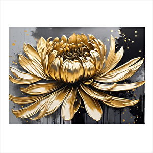 Altın Rengi Çiçek Dekoratif Ahşap Tablo 35cm X50cm 35x50 cm