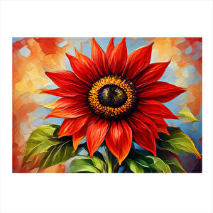 Kırmızı Çiçek Model Ahşap Tablo 25cmx 35cm 25x35 cm