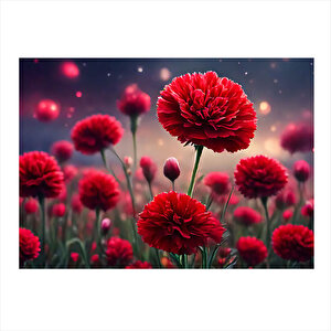 Kırmızı Çiçekler Art Mdf Poster 35cm X50cm 35x50 cm