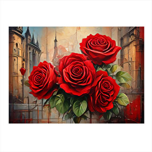 Kırmızı Güller Mdf Poster 25cmx 35cm 25x35 cm