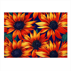 Kırmızı Turuncu Çiçekler Tasarım Mdf Tablo 35cm X50cm 35x50 cm
