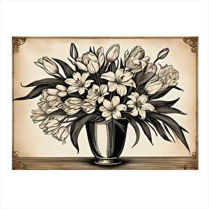 Vazodaki Çiçekler Dekoratif Mdf Tablo 35cm X50cm 35x50 cm