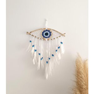 Düş Kapanı Makrome Göz Bambu Dreamcatcher Kuş Tüyü Rüya Kapanı Duvar Süsü El Işi
