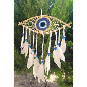 Düş Kapanı Makrome Göz Bambu Dreamcatcher Kuş Tüyü Rüya Kapanı Duvar Süsü El Işi