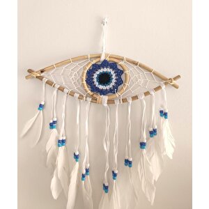 Düş Kapanı Makrome Göz Bambu Dreamcatcher Kuş Tüyü Rüya Kapanı Duvar Süsü El Işi