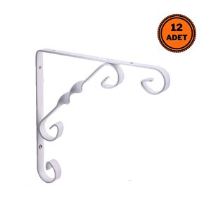 12 Adet Burgulu 20 X 25 Cm Dekoratif Raf Altı Ayağı Konsol Beyaz