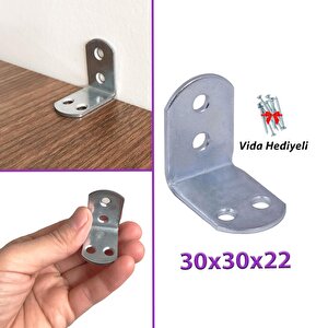 Mobilya Eşya Dolap Duvar Sabitleyici Köşe Bağlantı L Demir Gönye Deprem Güvenliği 30x30x22mm