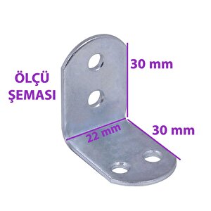 Mobilya Eşya Dolap Duvar Sabitleyici Köşe Bağlantı L Demir Gönye Deprem Güvenliği 30x30x22mm