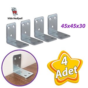 4 Adet Mobilya Eşya Dolap Duvar Sabitleyici Köşe Bağlantı L Demir Gönye Deprem Güvenliği 45x45x30mm