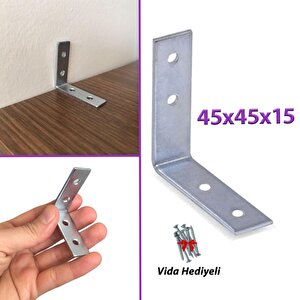 Mobilya Eşya Dolap Duvar Sabitleyici Köşe Bağlantı L Demir Gönye Deprem Güvenliği 45x45x15mm
