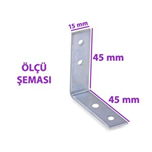 12 Adet Mobilya Eşya Dolap Duvar Sabitleyici Köşe Bağlantı L Demir Gönye Deprem Güvenliği 45x45x15mm