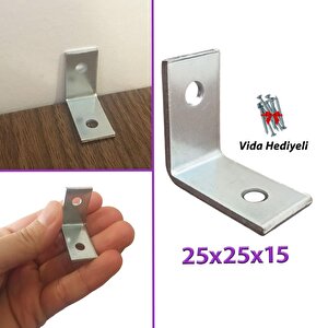 Mobilya Eşya Dolap Duvar Sabitleyici Köşe Bağlantı L Demir Gönye Deprem Güvenliği 25x25x15mm