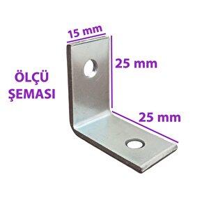 Mobilya Eşya Dolap Duvar Sabitleyici Köşe Bağlantı L Demir Gönye Deprem Güvenliği 25x25x15mm