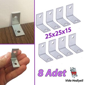 8 Adet Mobilya Eşya Dolap Duvar Sabitleyici Köşe Bağlantı L Demir Gönye Deprem Güvenliği 25x25x15mm