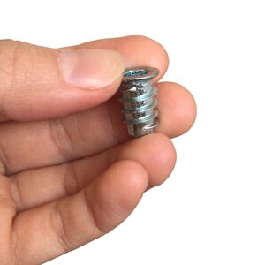 Metal Düz Dişli Dübel Ahşap Dübeli M6 8x16 Diş Çinko Mobilya Bağlantı Ünite Birleştirme (25 Adet)
