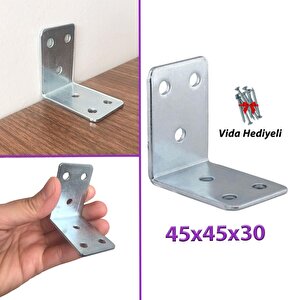Mobilya Eşya Dolap Duvar Sabitleyici Köşe Bağlantı L Demir Gönye Deprem Güvenliği 45x45x30mm