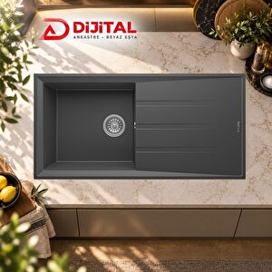 Realstone P012 Efes 100 Granit Mutfak Eviyesi Antrasit 100 X 50 Cm