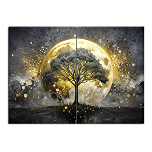 Ay Ve Ağaç Tasarım Ahşap Tablo 70cmx 100cm