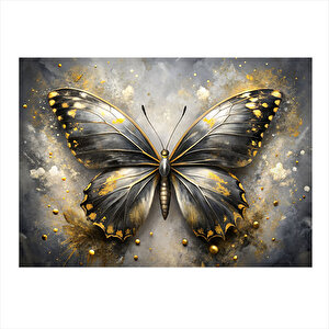 Altın Rengi Kelebek Modern Ahşap Tablo 25cmx 35cm 25x35 cm