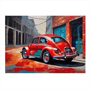 Kırmızı Kaplumbağa Araba Hediyelik Mdf Tablo 35cm X50cm 35x50 cm