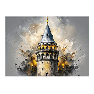 İstanbul Galata Kulesi Modern Ahşap Tablo 35cm X50cm 35x50 cm