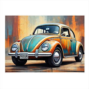 Retro Kaplumbağa Araba Mdf Poster 35cm X50cm 35x50 cm