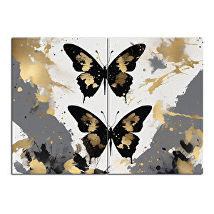 Sarı Siyah Kelebekler Mdf Poster 70cmx 100cm 70x100 cm