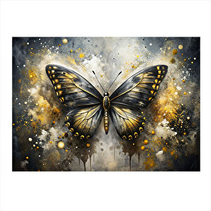 Gold Renk Kelebek Modern Mdf Tablo 35cm X50cm 35x50 cm