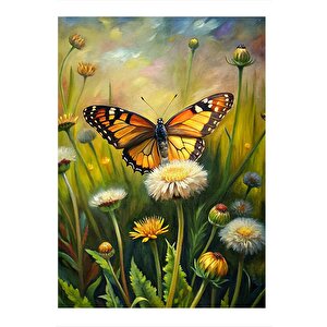 Papatyalar Ve Kelebek Modern Mdf Tablo 25cmx 35cm