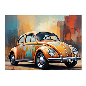 Turuncu Retro Kaplumbağa Araba Modern Mdf Tablo 25cmx 35cm 25x35 cm