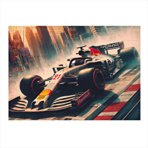 Beyaz Formula 1 Araba Hediyelik Ahşap Tablo 35cm X50cm 35x50 cm