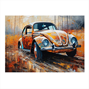 Retro Kaplumbağa Araba Modern Ahşap Tablo 35cm X50cm 35x50 cm